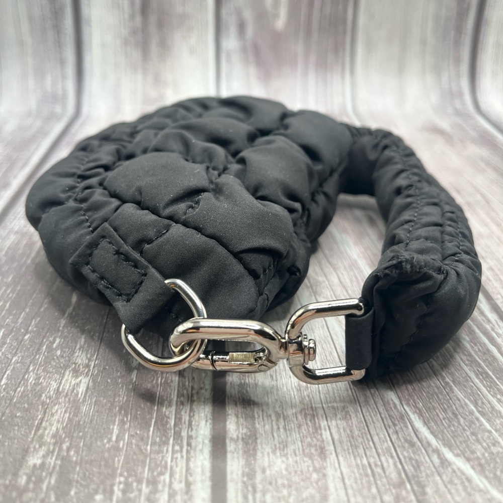 NEW Micro Mini Puffer Bag Charm Wristlet Clutch Puff Padded Quilted Black - Picture 7 of 16